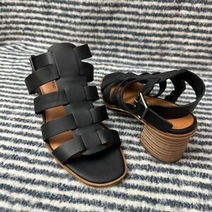Lucky Brand Black Lindzay Heeled Gladiator Cage Sandals‎ sz 7.5 M NEW